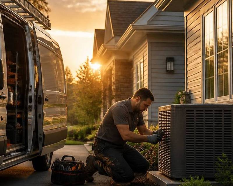 PICA HVAC technician servicing an outdoor AC unit